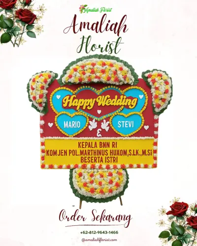Karangan Papan Bunga Pernikahan di Surian